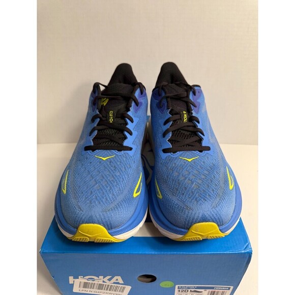 04 Hoka Clifton 9, Blue/Yellow, Mens Running Shoes-US 12 Mens - Picture 3 of 5